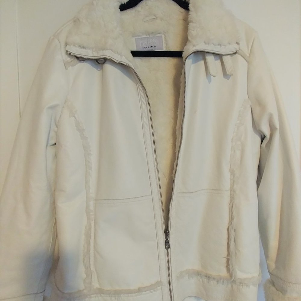 Wilsons Maxima White Leather Jacket - Size L